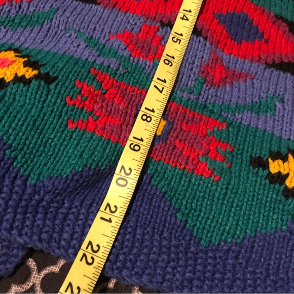 VTG L.L. Bean Woman’s Cardigan Colorful Sweater Geometric Blue Purple Sz Medium - Picture 4 of 11